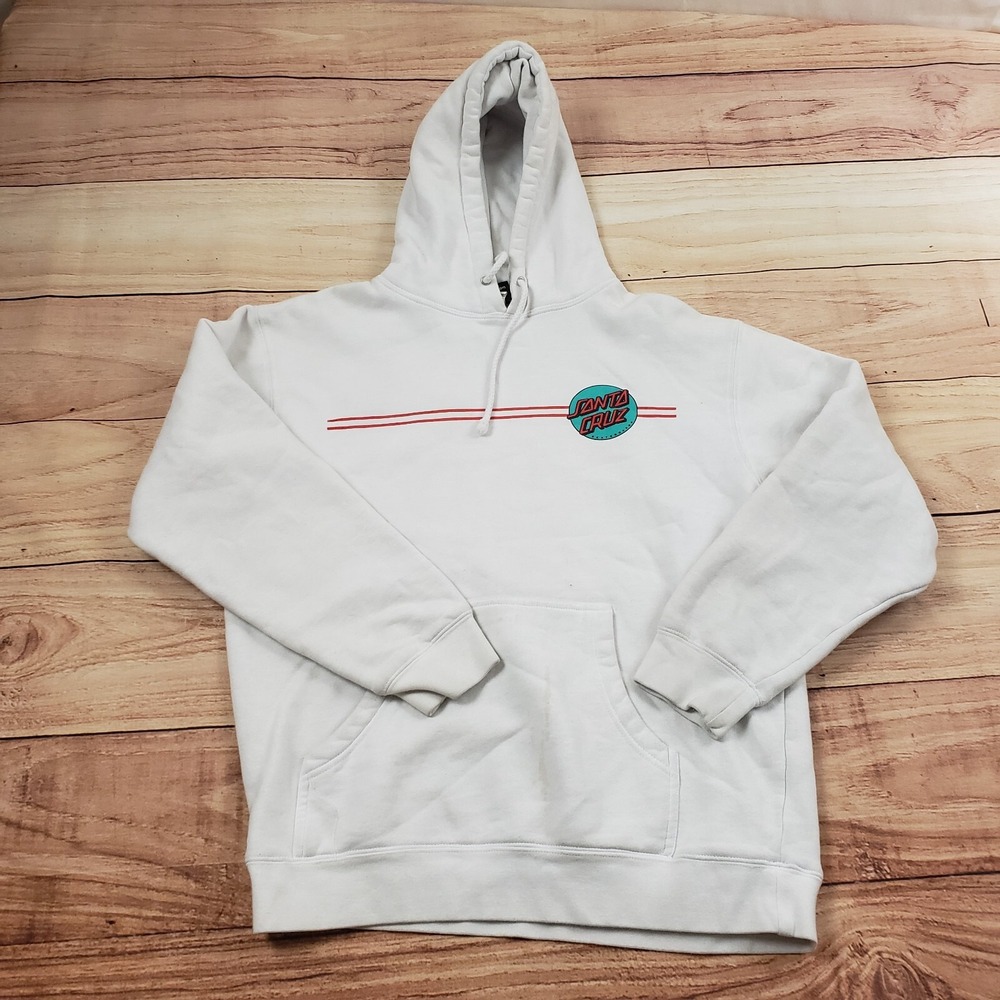 Santa Cruz Sweater Mens Medium White Blue Skate Skater Skateboarding Logo Adult*